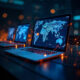 AI-powered PCs connected by digital networks symbolizing productivity, security, and innovation.