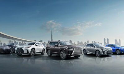 A wide-angle shot of the whole 2025 lineup of Al-Futtaim Lexus
