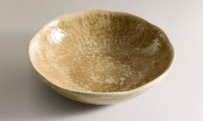 Handcrafted ceramic bowl with speckled earthy glaze finish from Zara Home Autumn Winter 2025 collection.