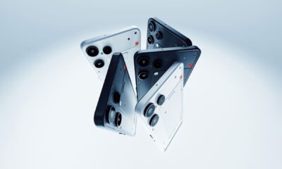 A product shot of a bunch of Nothing Phone 3(a) Lite devices placed in a formation in a white background.