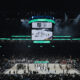 Barclays Center arena interior during Cavaliers vs Nets NBA game with Aukey