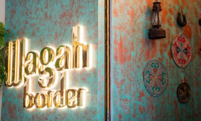 The warm, inviting, and traditional Indo-Pak inspired interior dining area of the new Wagah Border restaurant in Dubai.