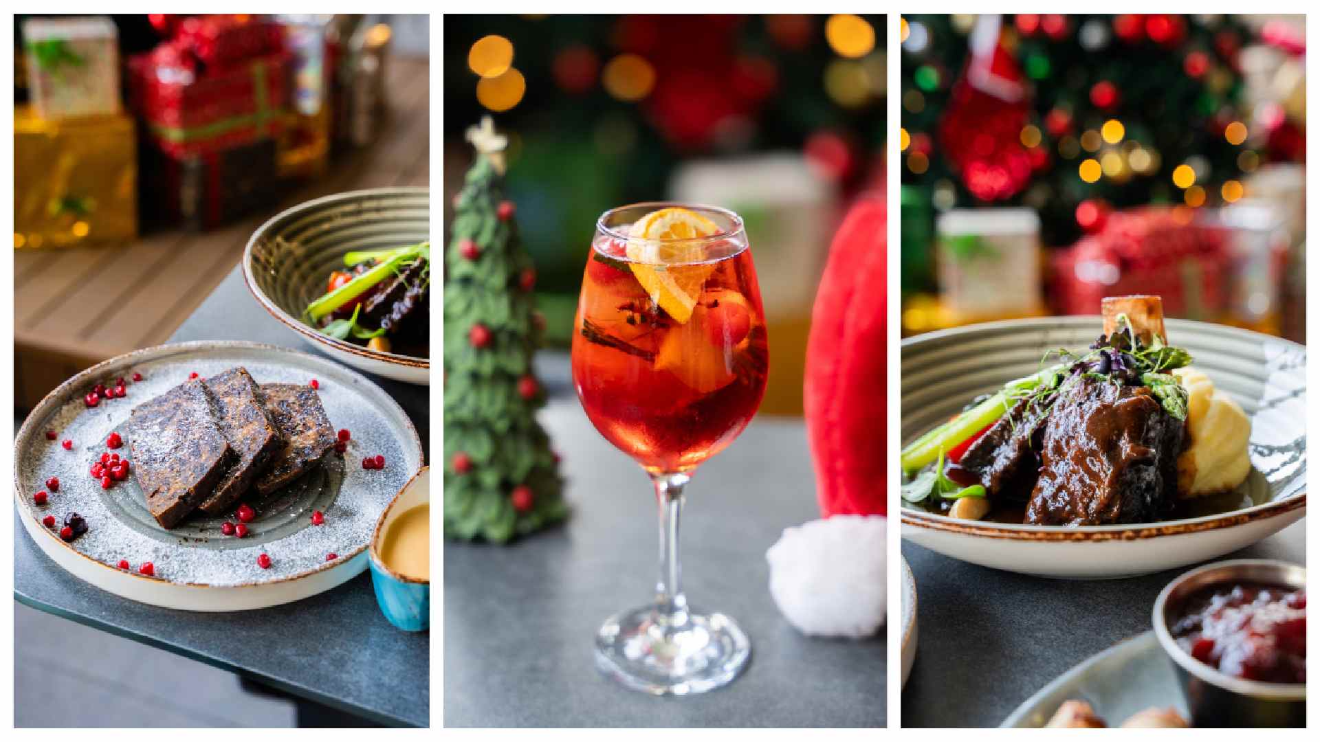 New Project (8).jpg You said: based on the image below i want an ALT text description content, describing the image precisely what is happening and what it is when posting on the website using wordpress. be precise on this ALT description. this image is from McGettigan’s Copilot said: Copilot Here’s a precise ALT text description for the image: ALT Text: “Festive dining setup at McGettigan’s featuring three dishes: a plate of sliced Christmas pudding garnished with red berries, a tall glass of red holiday cocktail with orange slices beside a small decorative Christmas tree, and a bowl of braised beef short ribs served with mashed potatoes and vegetables, all placed against a background of Christmas decorations and gift boxes.