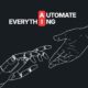 A robotic hand reaching toward a human hand on a dark background, with the words “Automate Everything” and the letters “A” and “I” highlighted in red above them, representing AI innovation from Deriv.