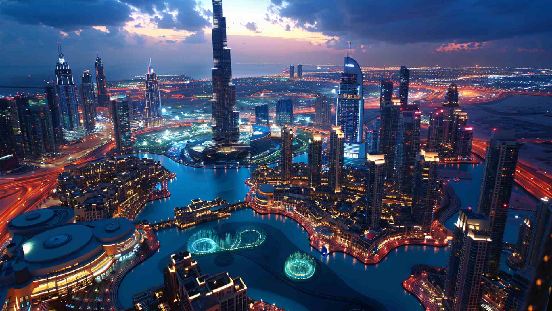 futuristic image of the UAE from an areial view